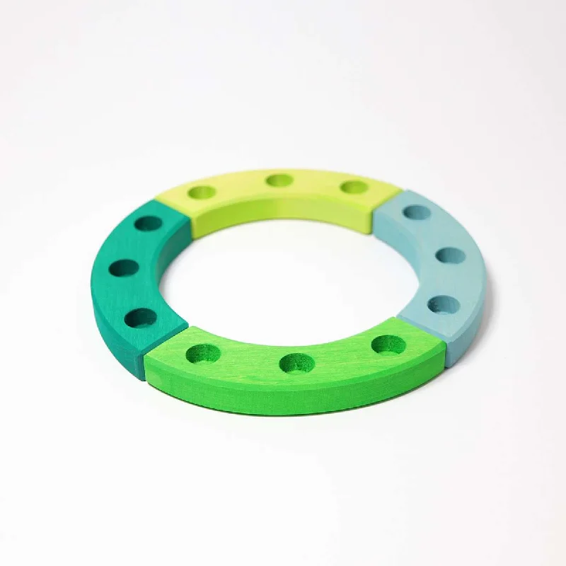 Grimm's wooden birthday ring 12 years - green and turquoise