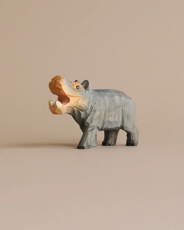 Hand Carved Wooden Hippo