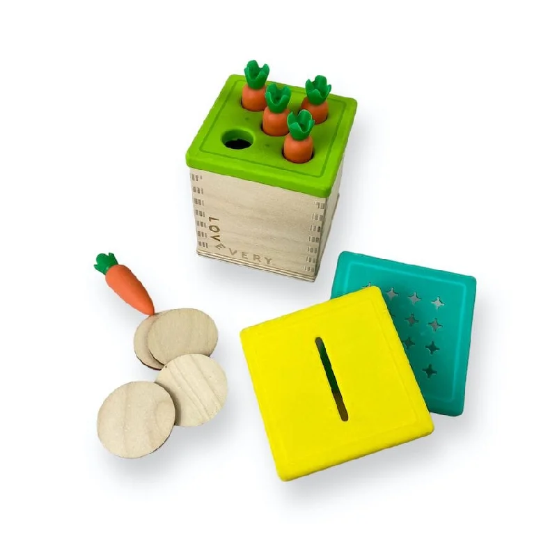 Lovevery Wooden Coin Bank and Carrot Counting Set