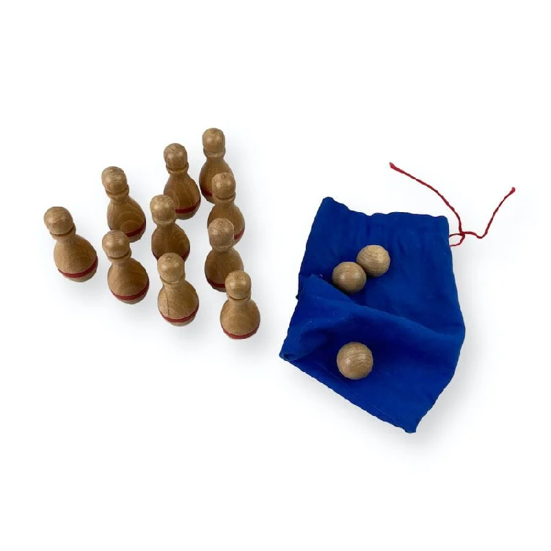 Miniature Wooden Bowling Set