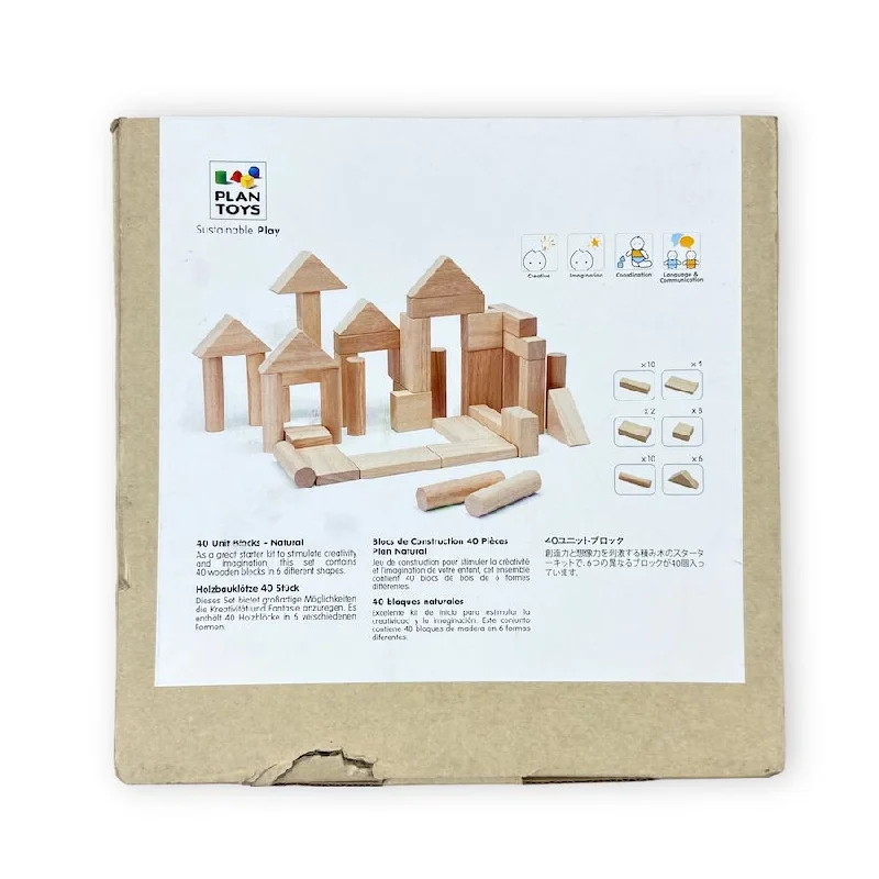 PlanToys 40 Unit Blocks - Natural
