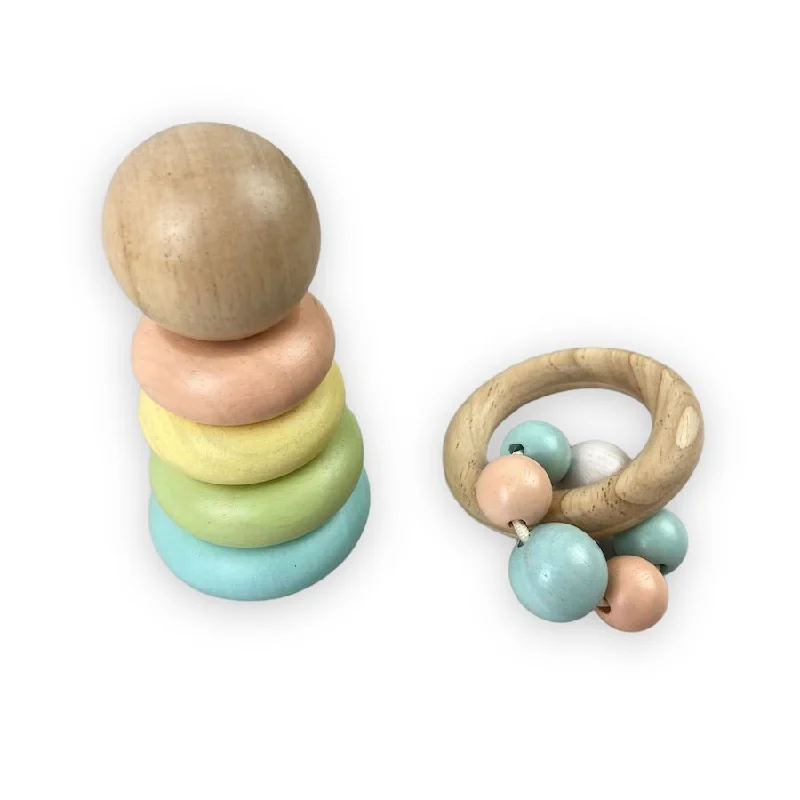 PlanToys Pastel Baby Toy Bundle with Stacker