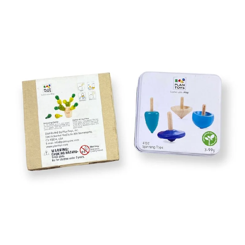 PlanToys Balancing Cactus and Travel Spinning Tops