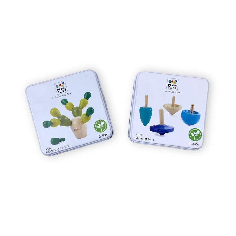 PlanToys Mini Travel Game Set with Spinning Tops