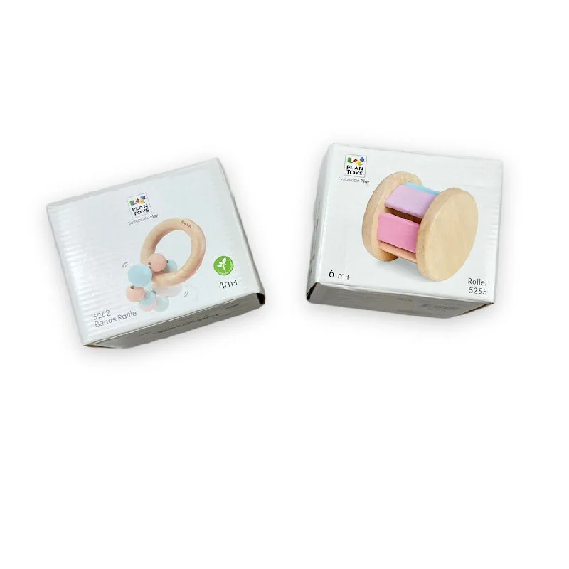 PlanToys Pastel Baby Toy Bundle with Roller