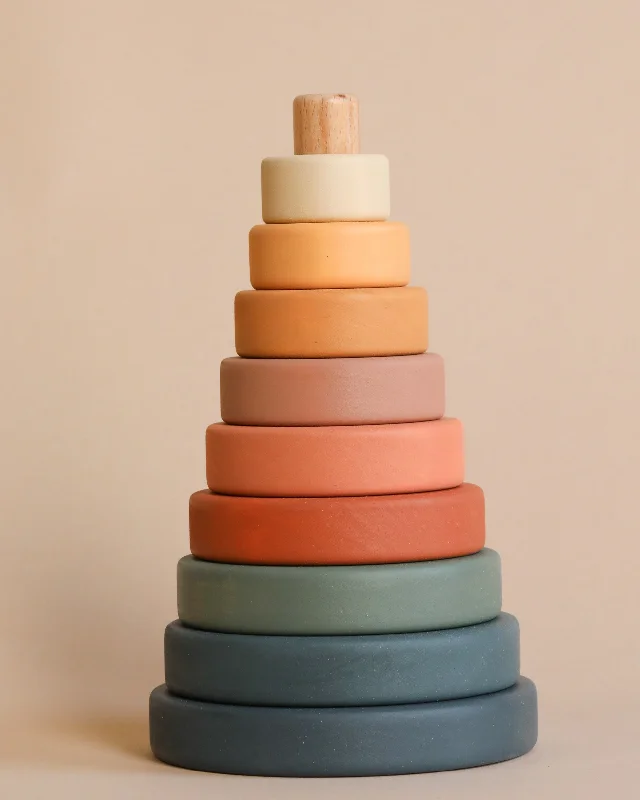 Wooden Pyramid Stacker - Green & Mustard