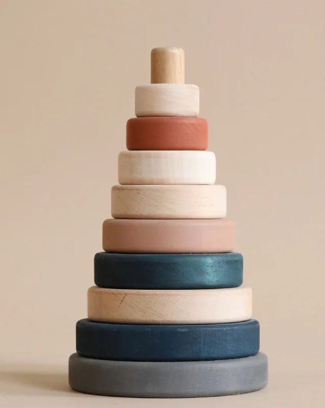 Wooden Pyramid Stacker - Terracotta