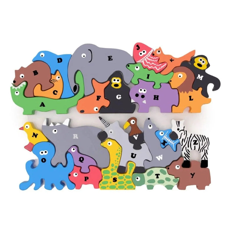 Animal Parade A TO Z Puzzle & Double Side Playset Balance and Stacking Toy - Jumbo Size (26 Pieces)