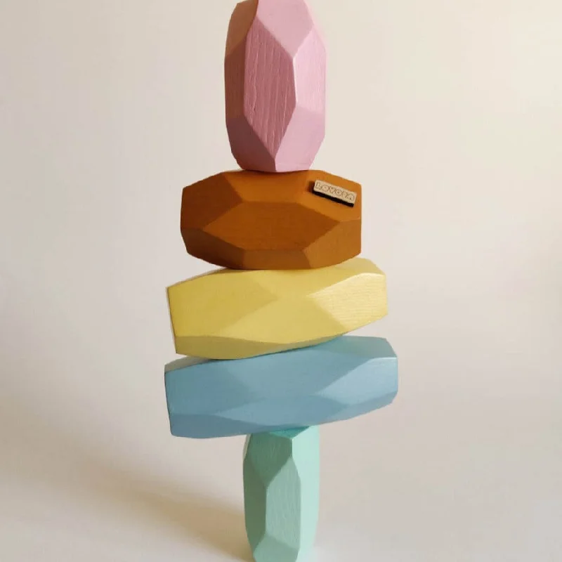 Flint Stone (Set of 5 Wooden Faceted Stones)