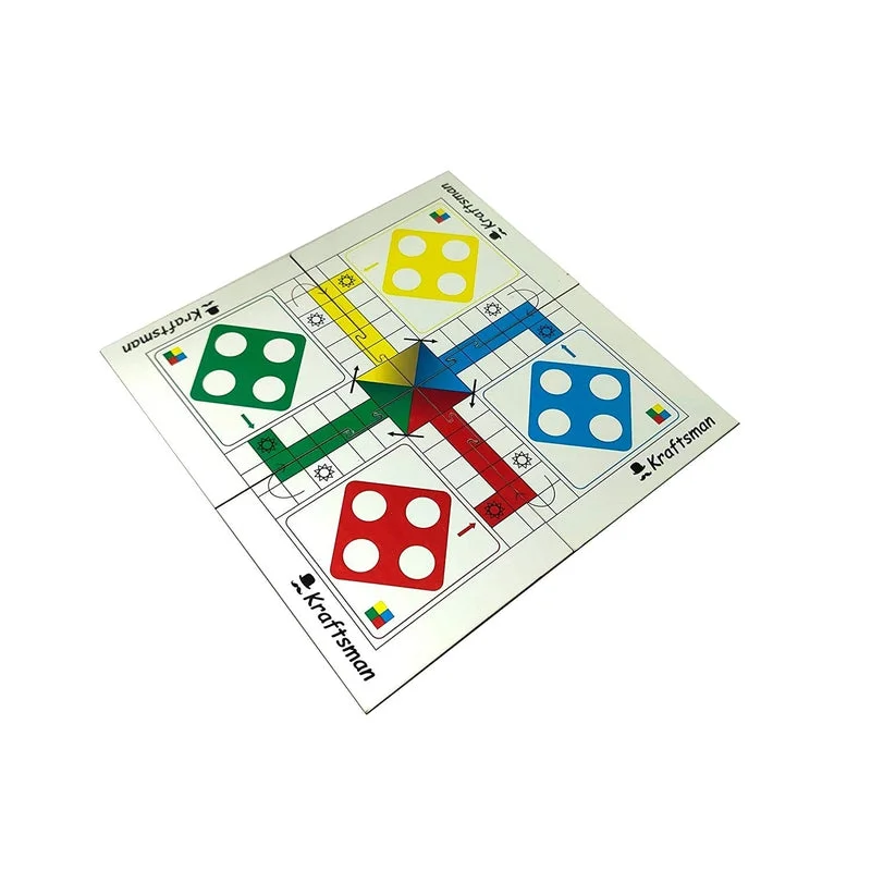Wooden Portable Ludo Board Game | Travel Pouch Included for Pawns and Dice